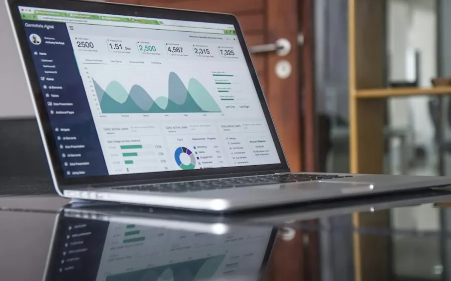 Analytics dashboard on a laptop