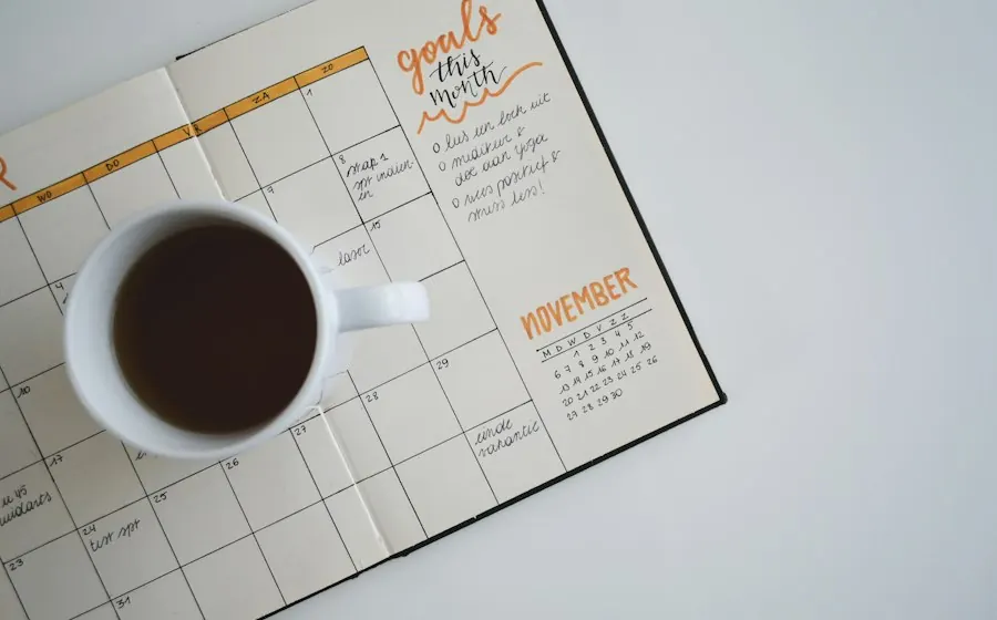 Appointment calendar on a desk